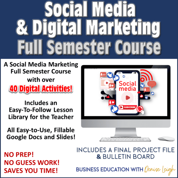 Social media marketing semester course with activities.