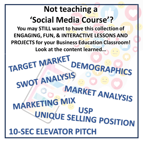 A poster with different colored circles and the words " not teaching social media course ".