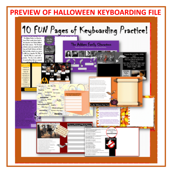 A bunch of different pages of halloween keyboarding.