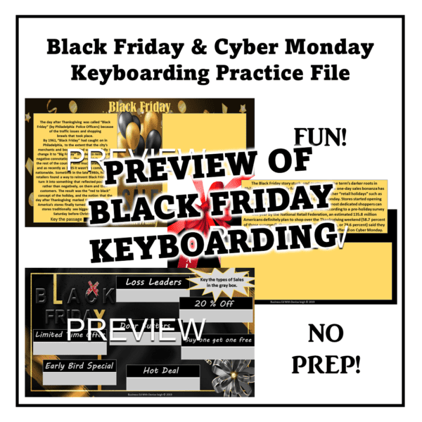 A black friday and cyber monday keyboarding practice file