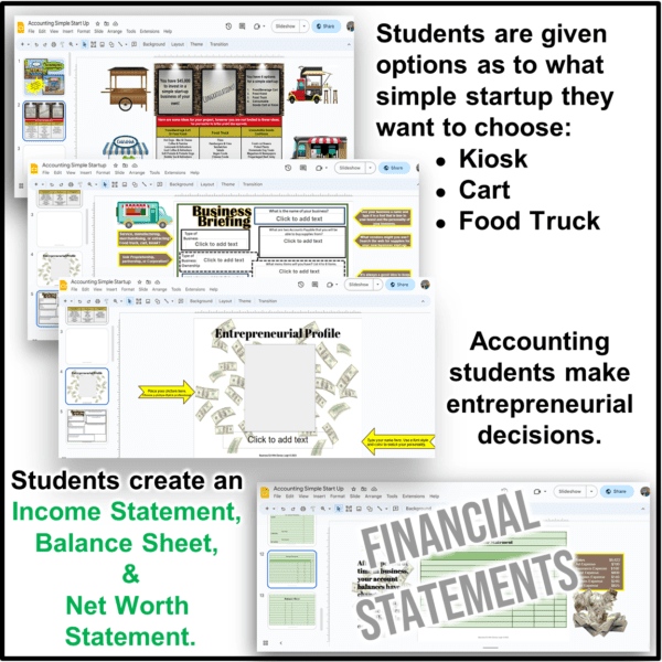 A picture of several different financial statements.