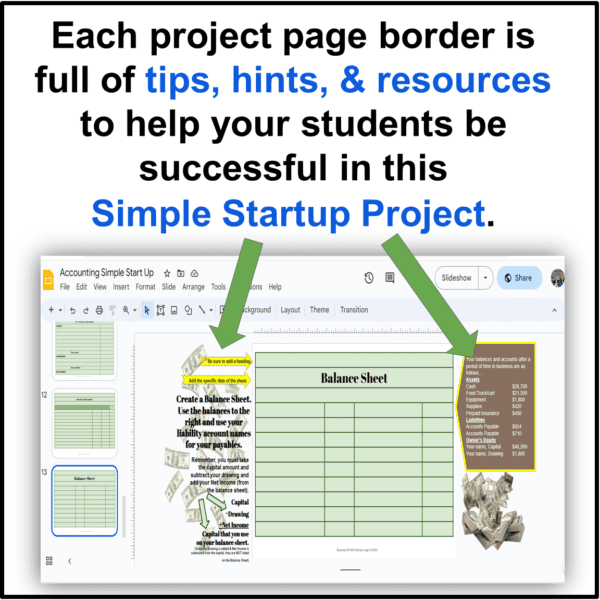 A project page is shown with instructions and resources.