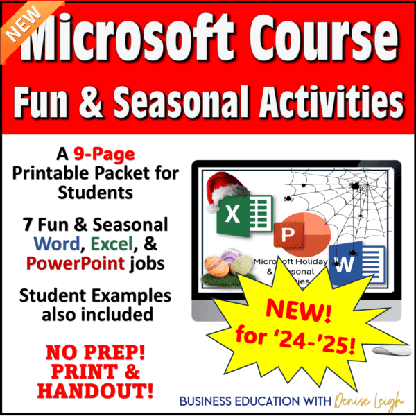 Microsoft course fun and seasonal activities for students