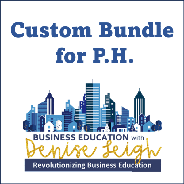 A picture of the city skyline with text that reads " custom bundle for p. H ".