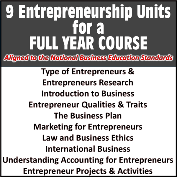 A full year course of entrepreneurship for students