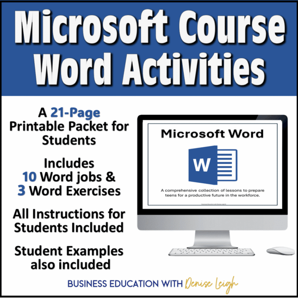 Example Lesson For Ms Word Microsoft Office Course - WORD Printable Activities For Computer ...