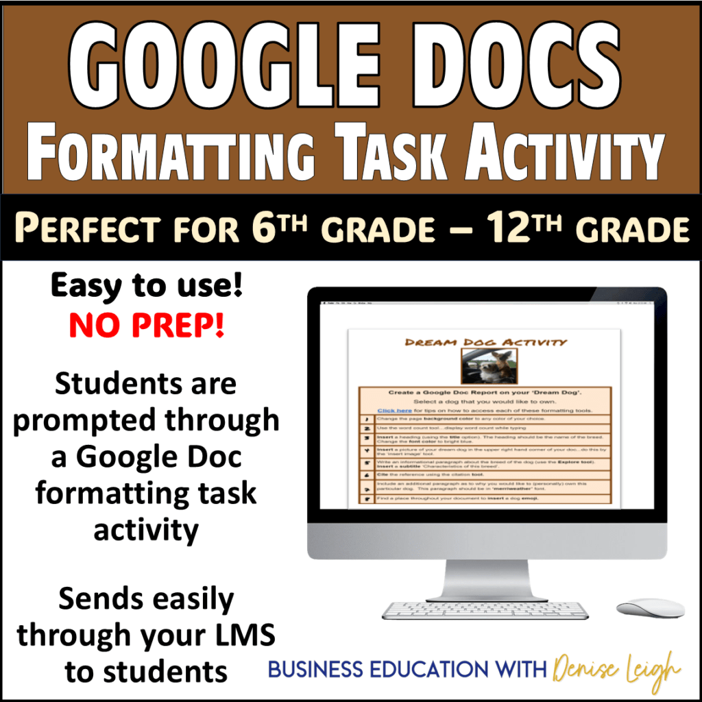 Google Docs Formatting Lesson - Computer Applications Fun Activity For ...