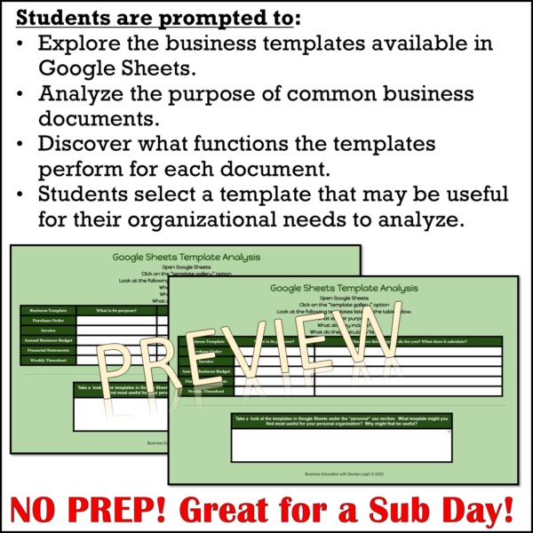 Google Sheets Business Docs Templates Lesson