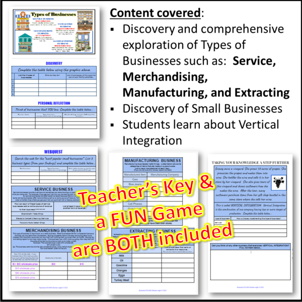 Types of Businesses lesson