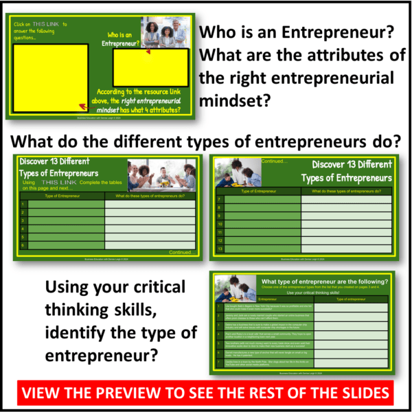 Different Type of Entrepreneurs lesson