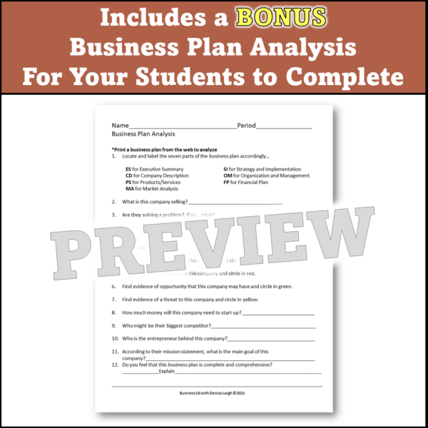 Business Plan Snip Notes