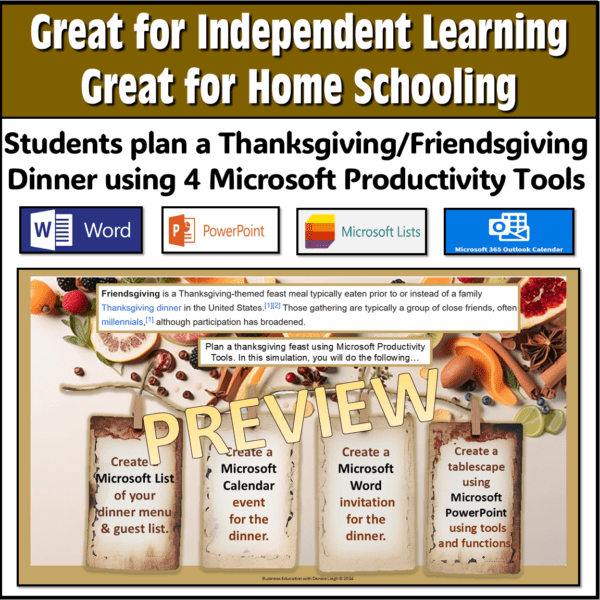 Friendsgiving Planning MICROSOFT Productivity Lesson