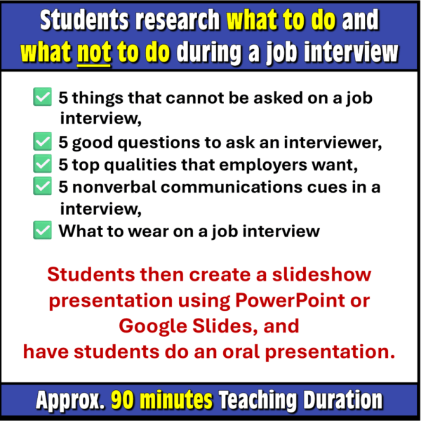 Job Interview Tips WebQuest and Presentation Lesson