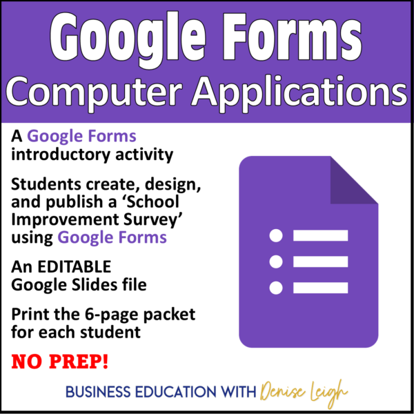 Google Forms Survey - Computer Applications Class Lesson - Middle ...