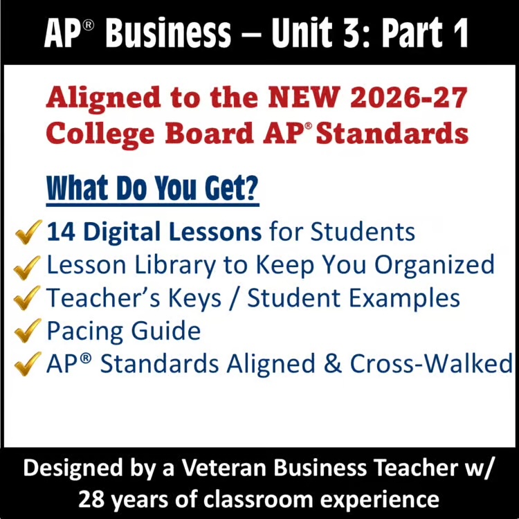 AP Business with Personal Finance - Unit 3 - Part 1 lessons