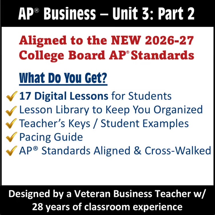 AP Business with Personal Finance - Unit 3 - Part 2 lessons